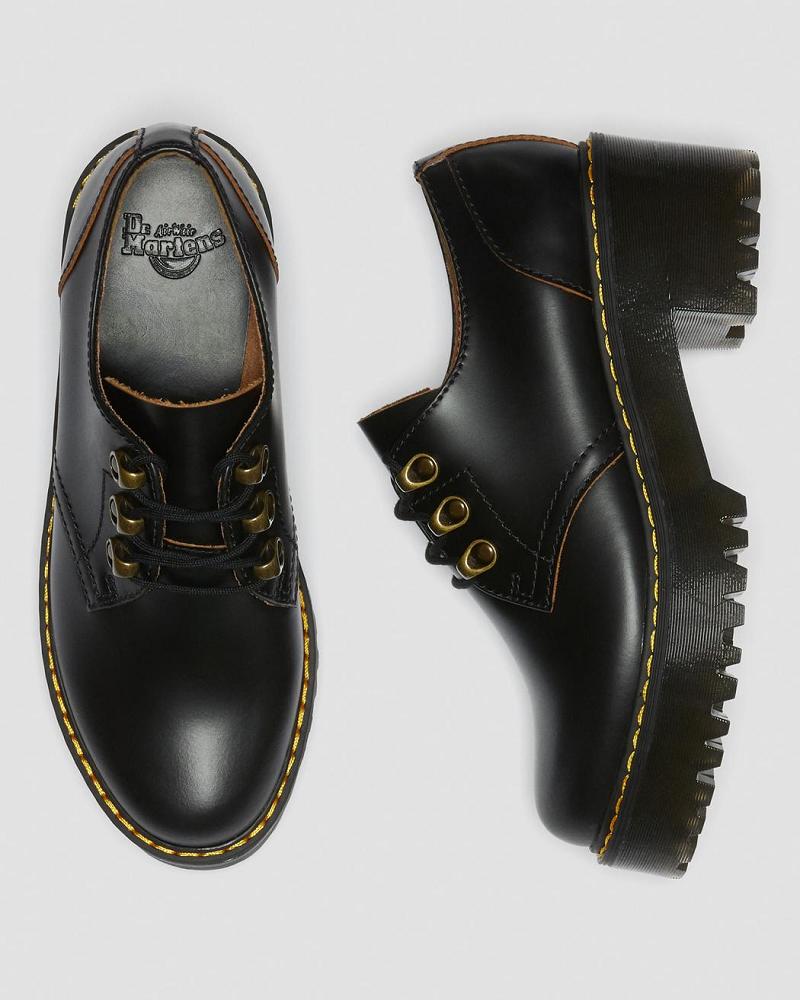 Zapatos Casuales Dr Martens Leona Lo Vintage Smooth Cuero Tacón Mujer Negros | MX 667CTV